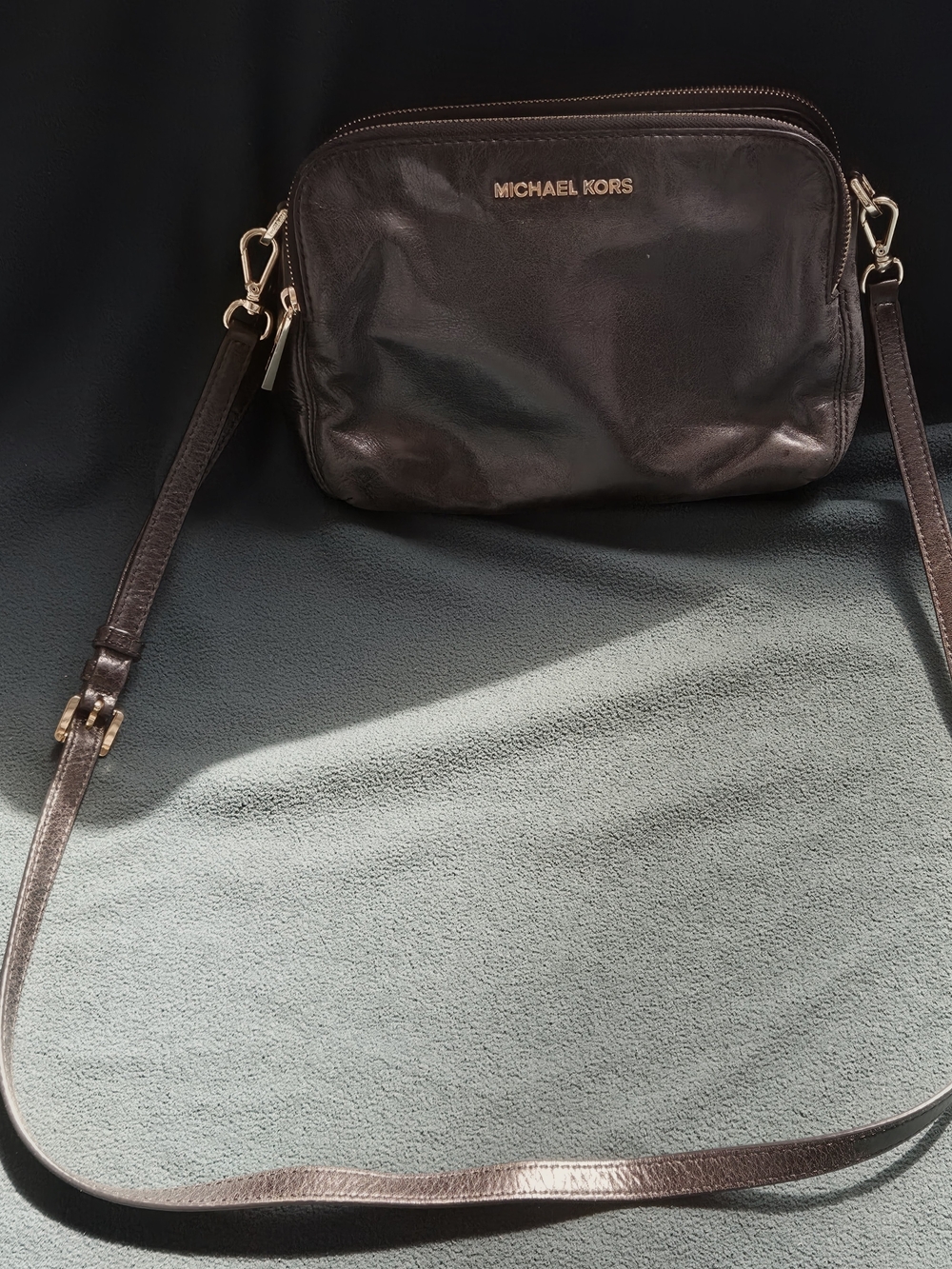 Michael Kors Soft Black Leather Crossbody with Gold Hardware